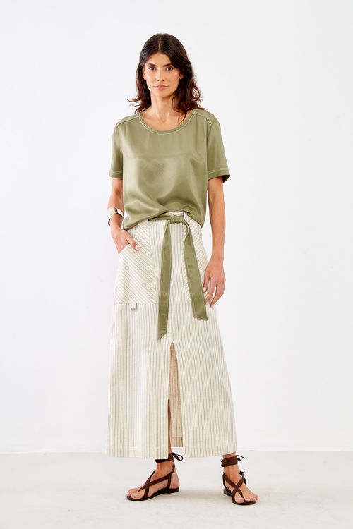 Saia Casual Listras Midi - Listrado