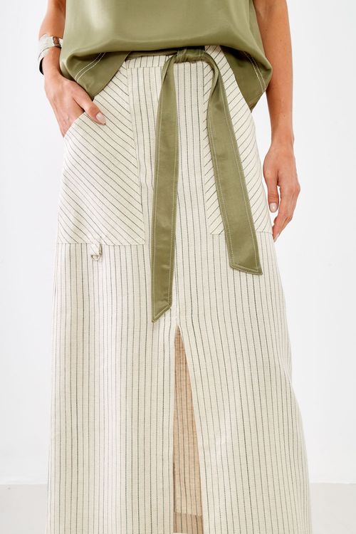 Saia Casual Listras Midi - Listrado