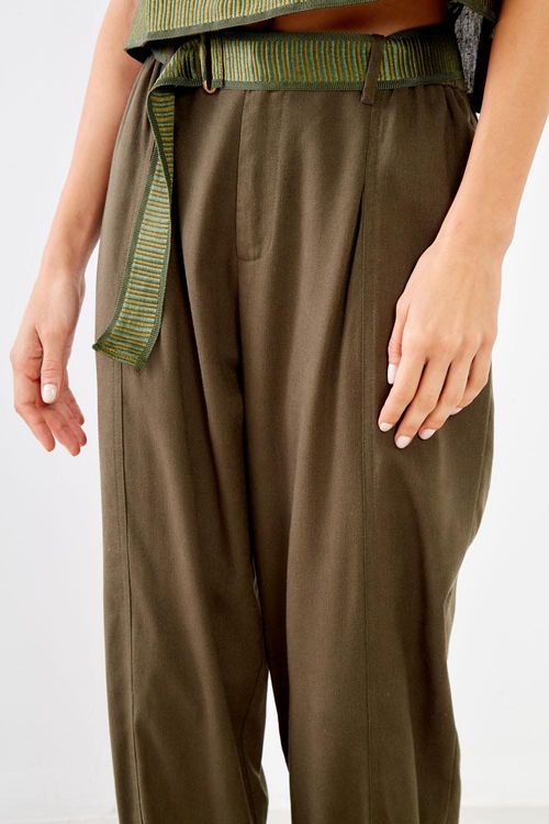 Calça Casual Elástico - Verde Military