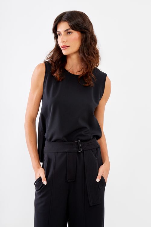 Blusa Malha Pespontos - Preto