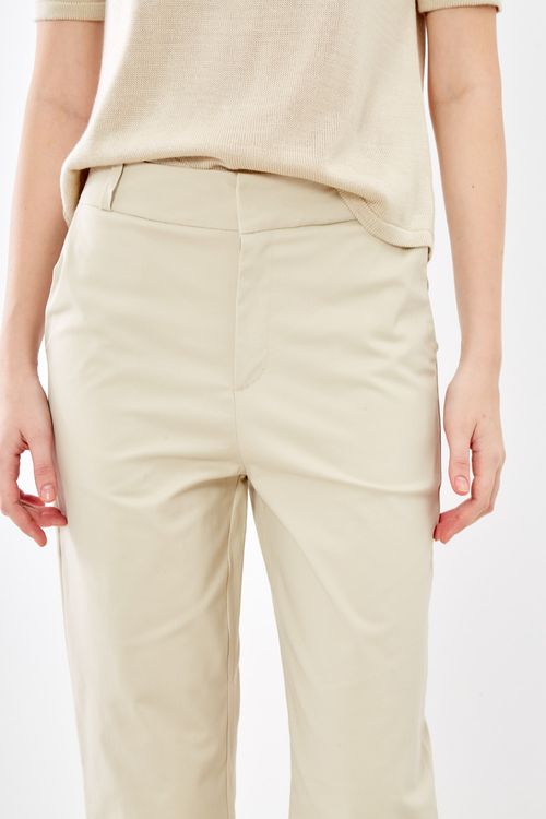 Calça Sarja Bolso Faca - Bege Areia
