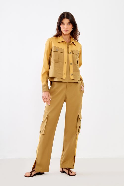 Jaqueta Casual Bicolor - Verde Olive