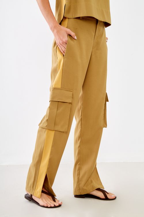 Calça Casual Bicolor - Verde Olive