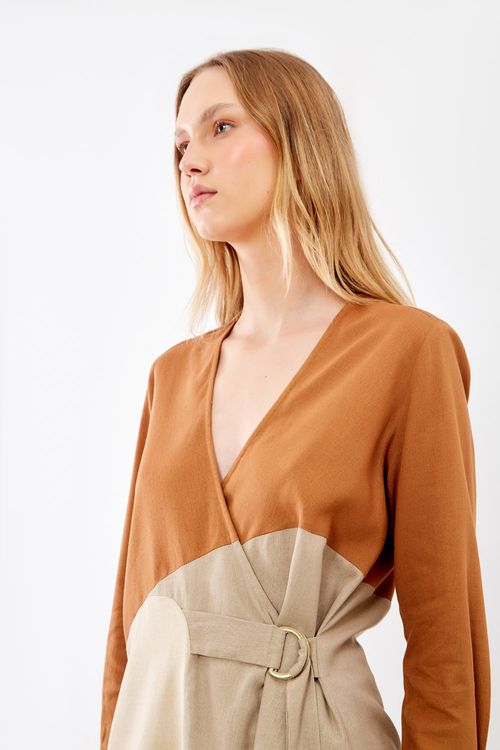 Blusa Tricolor Casual - Caramelo