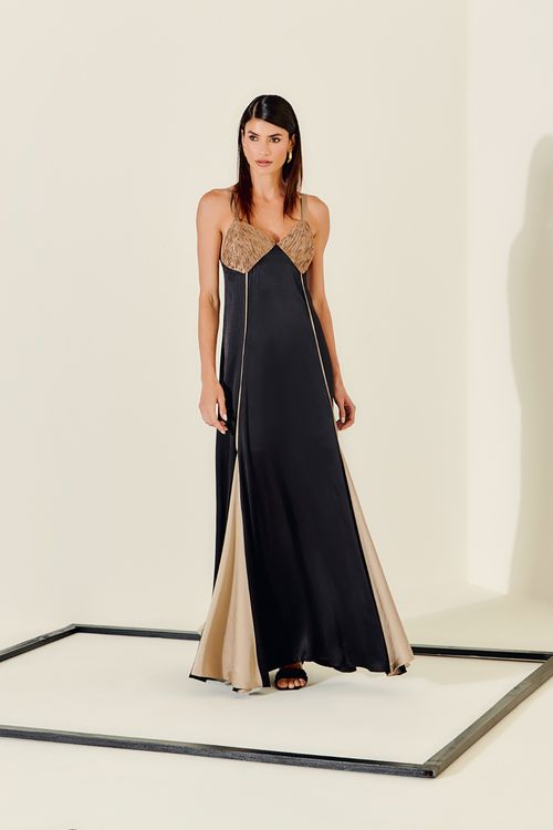 Vestido Longo Nesgas - Multicolor
