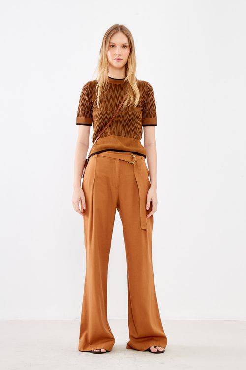 Calça Flare Casual - Caramelo