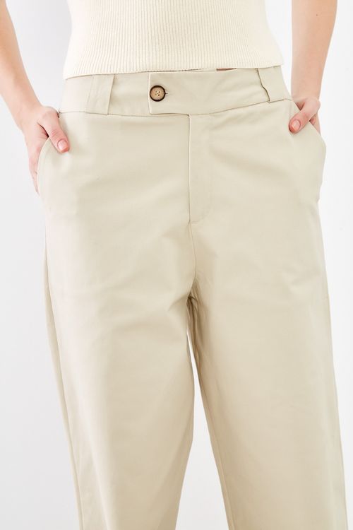 Calça Sarja Oversized - Bege Areia