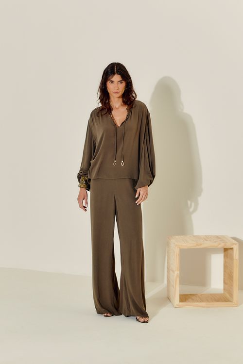 Calça Casual Fuida - Verde Military