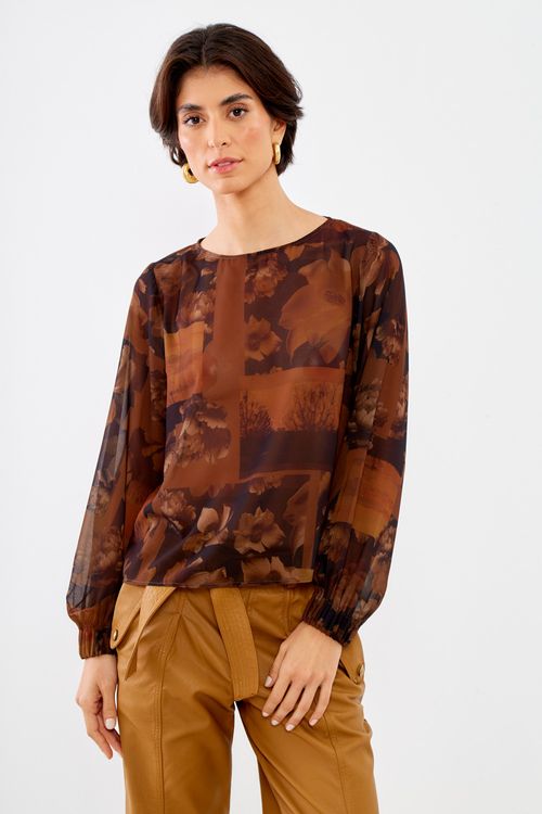 Blusa Manga Longa Estampa Colage - Est Colage