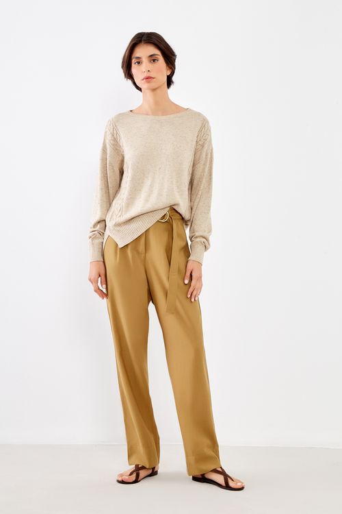 Blusa Tricot Básica - Bege Homus