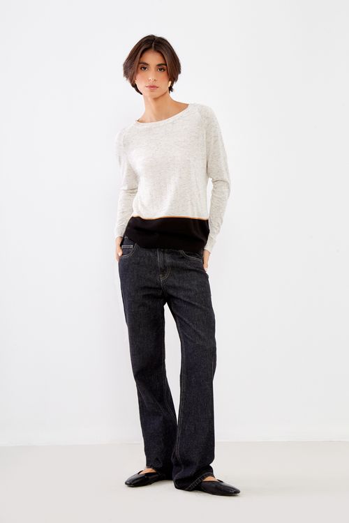 Blusa Tricot Bicolor - Bege Homus