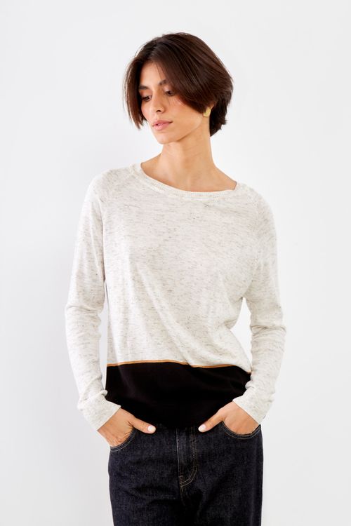 Blusa Tricot Bicolor - Bege Homus