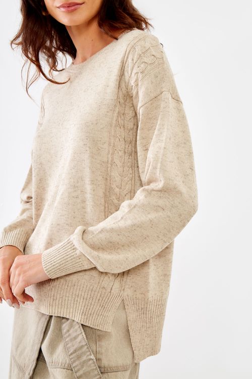 Blusa Tricot Básica - Bege Homus