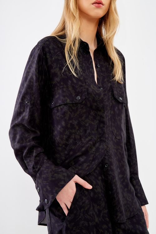 Camisa Bolsos Estampa Rústica - Est Rustic Listras