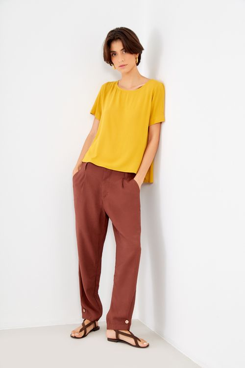 Blusa Basic Casual - Amarelo Tibet