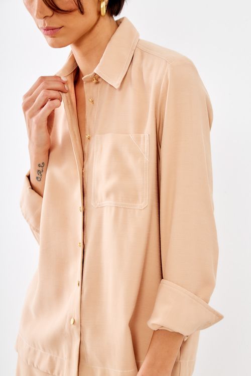 Camisa Casual Detalhe Botões - Nude Play