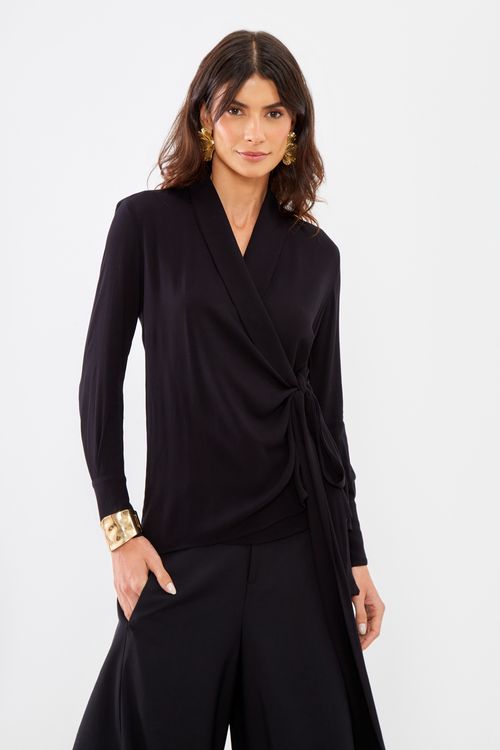 Blusa Casual Manga Longa - Preto