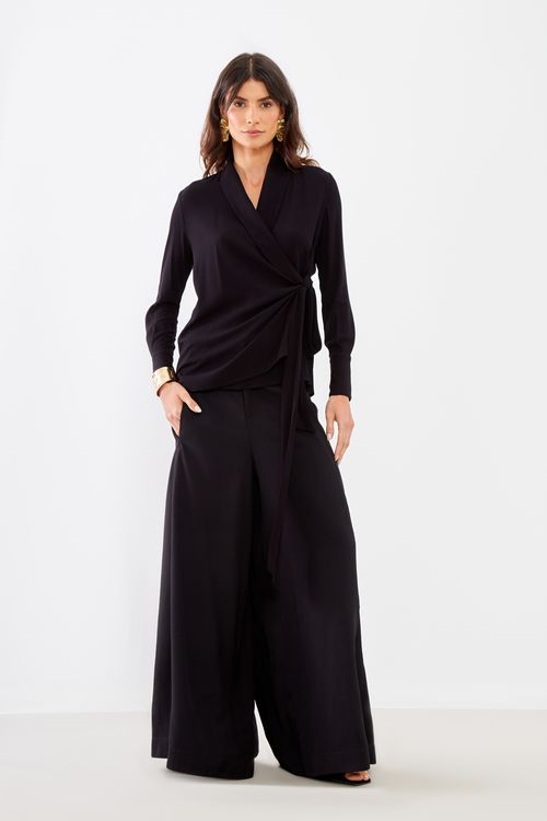 Blusa Casual Manga Longa - Preto