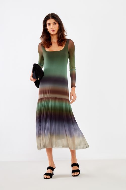 Vestido Tule Plissado Estampa Juana - Est Juana