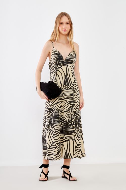 Vestido Estampa Fafe Decote v - Est Fafe P/b