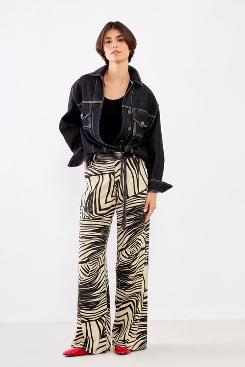 Calça Estampa Fafe Wide Leg - Est Fafe P/b
