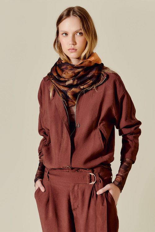 Parka Casual Botões - Marrom Mocha