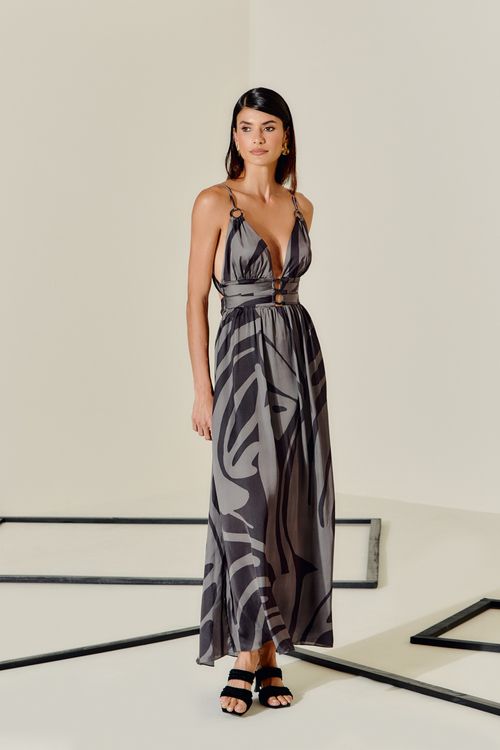 Vestido Longo Estampa Vetor - Est Vector