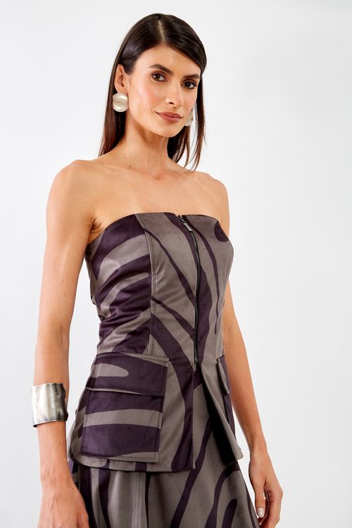 Corselet Estampa Vetor Cinza - Est Vetor