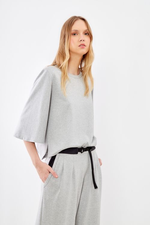 Blusa Malha Risca Mescla - Mescla