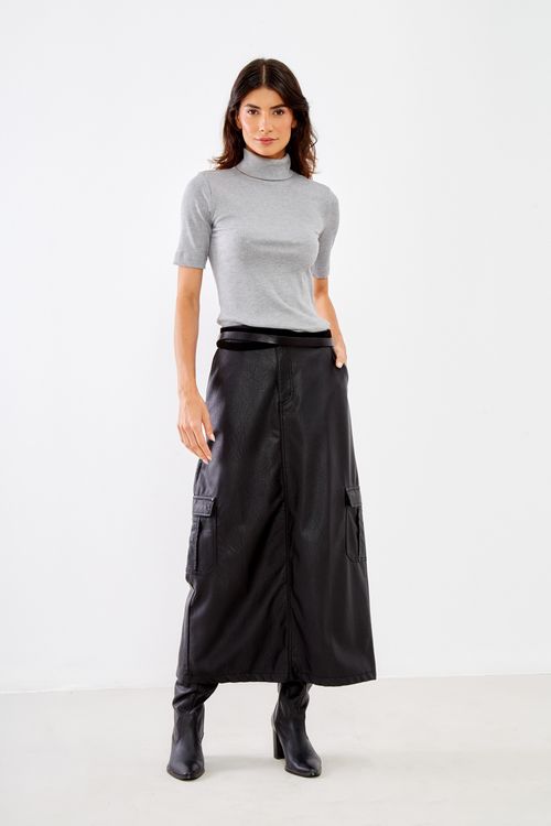 Blusa Malha Gola Rib - Mescla