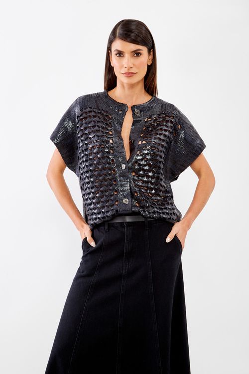 Colete Tricot Foil - Preto