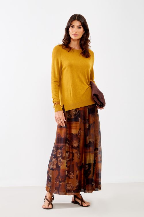 Blusa Tricot Manga Longa Básica - Curcuma