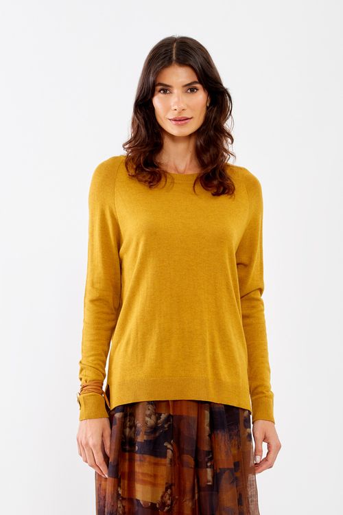 Blusa Tricot Manga Longa Básica - Curcuma