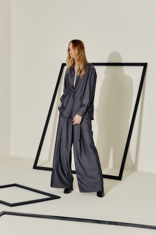 Camisa Botões Cristal - Denin Black