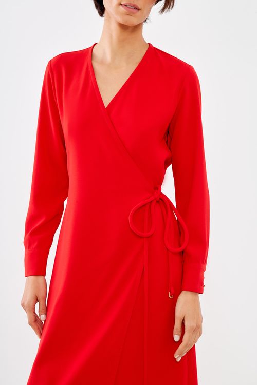 Vestido Alfaiataria Transpassado - Vermelho Scarlet