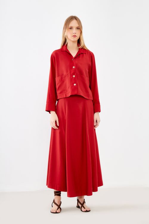 Camisa Casual Manga Longa - Vermelho Candy