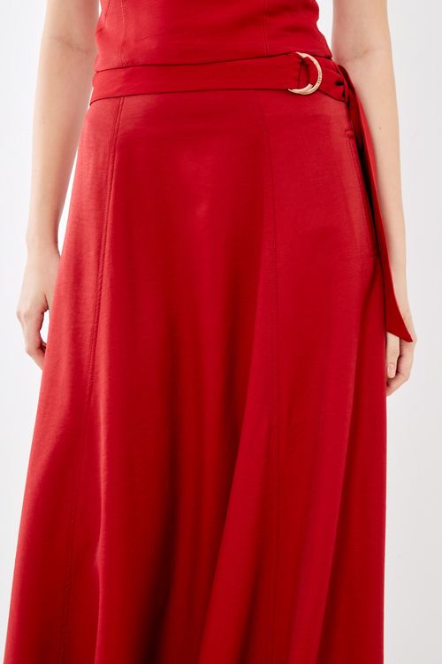Saia Casual Detalhe Faixa - Vermelho Candy
