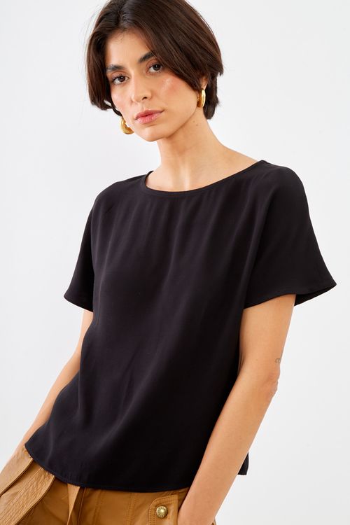Blusa Básica Alfaiataria - Preto