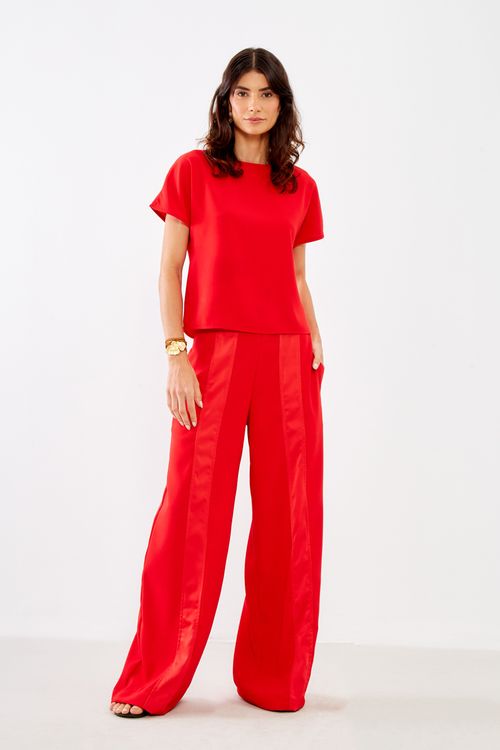 Blusa Básica Alfaiataria - Vermelho Scarlet