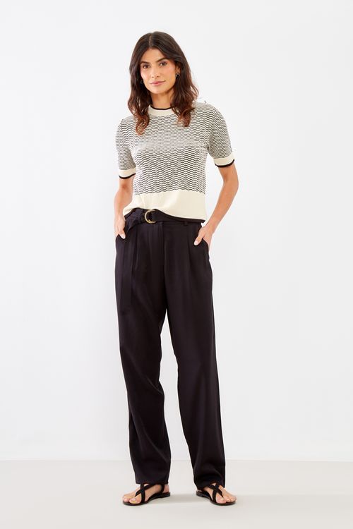 Calça Alfaiataria Pregas - Preto