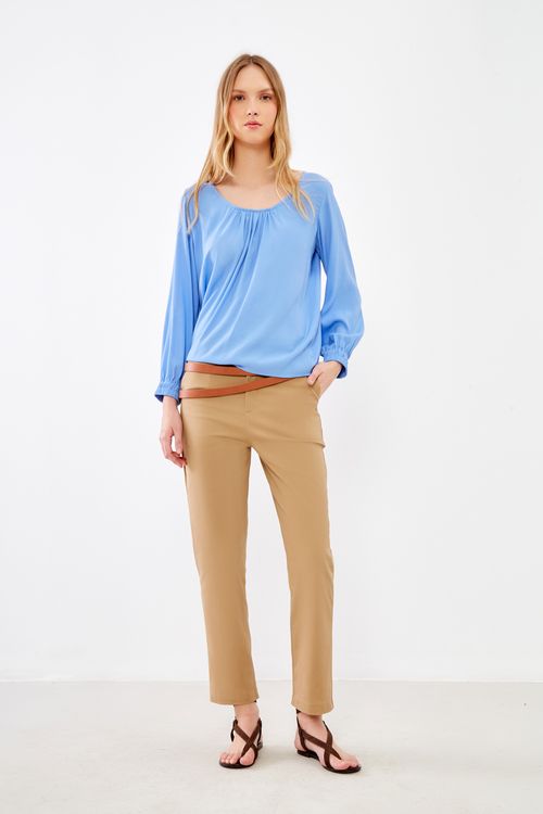 Blusa Detalhe Punho Casual - Azul
