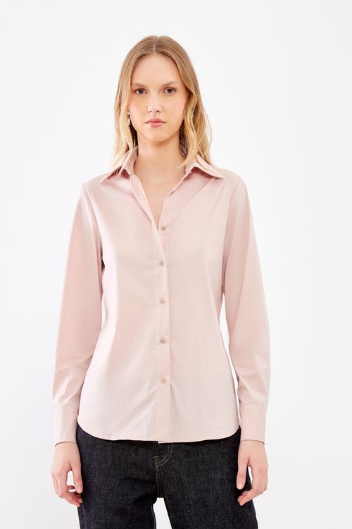 Camisa Alfaiataria Tricoline - Rosa Manha