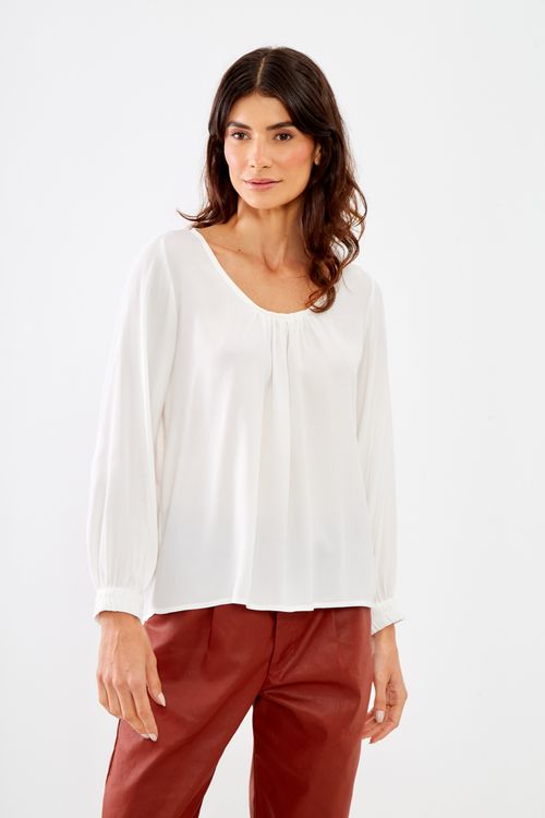 Blusa Detalhe Punho Casual - Marfim