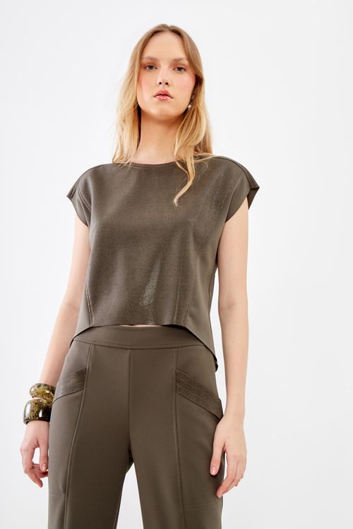 Blusa Malha Resinada - Verde Moss