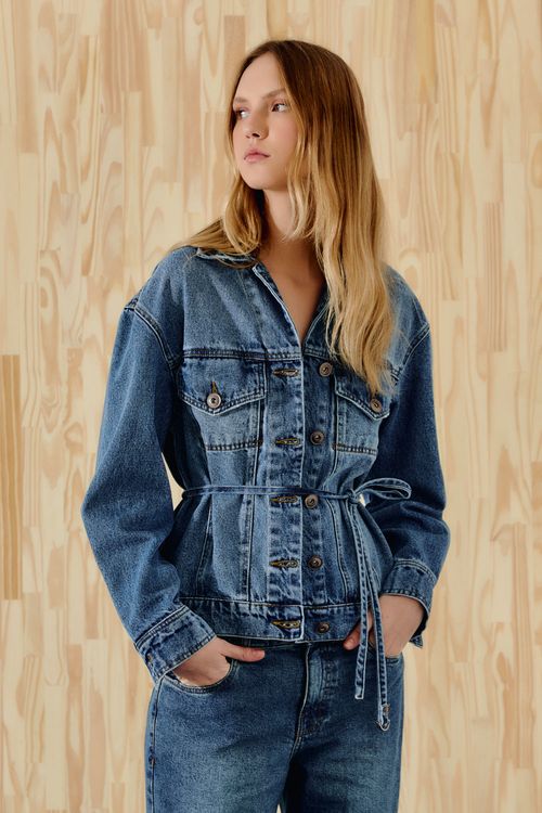 Jaqueta Jeans Cinto Blue - Jeans