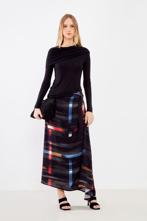 Blusa Malha Maxi Gola - Preto