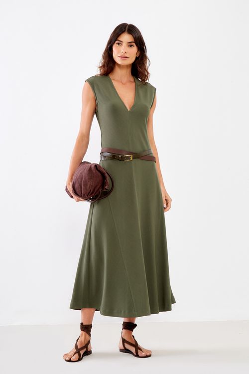 Vestido Malha Texturiza - Verde Moss