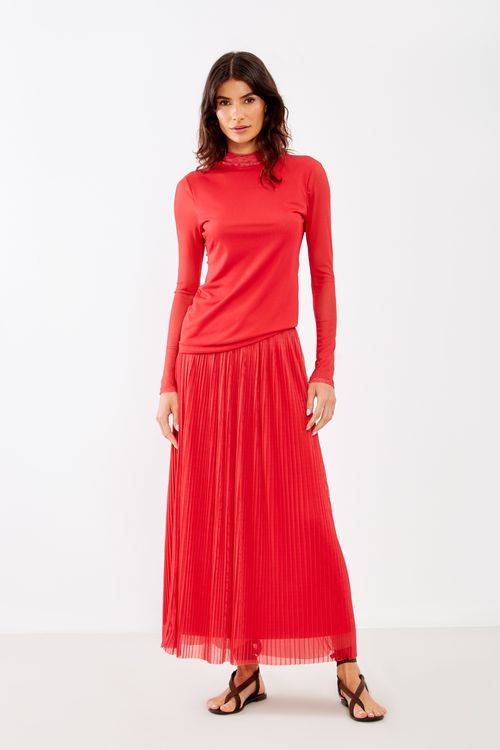 Saia Tule Plissada - Vermelho Candy