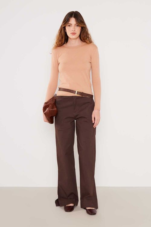 Blusa Tricot Manga Longa Básica - Khaki