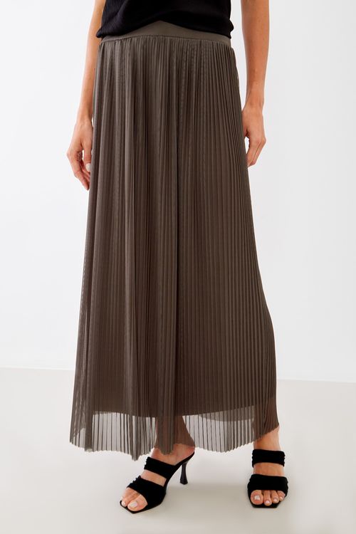 Saia Tule Plissada - Verde Military